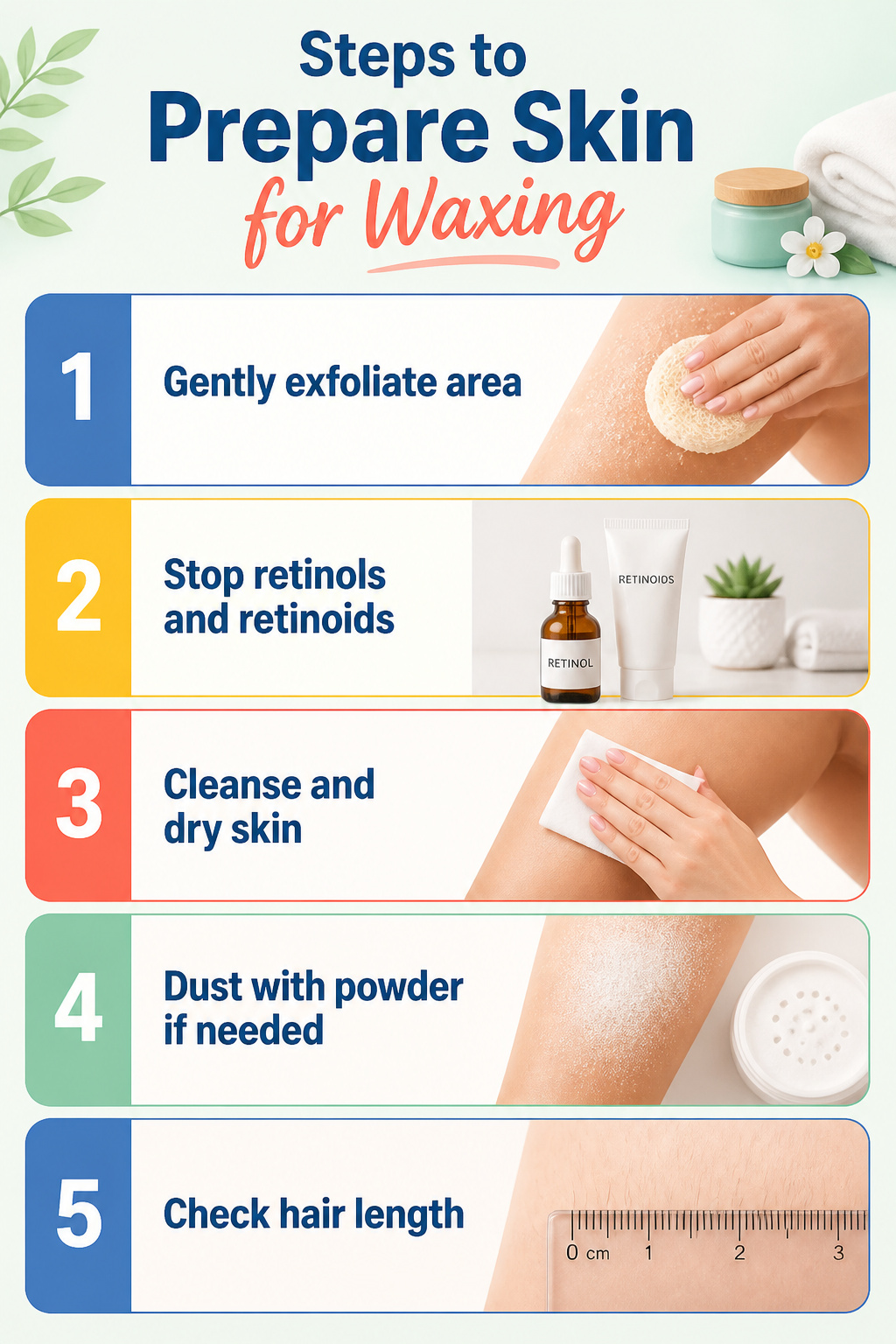 Information image titled 'Steps to Prepare Skin for Waxing'.