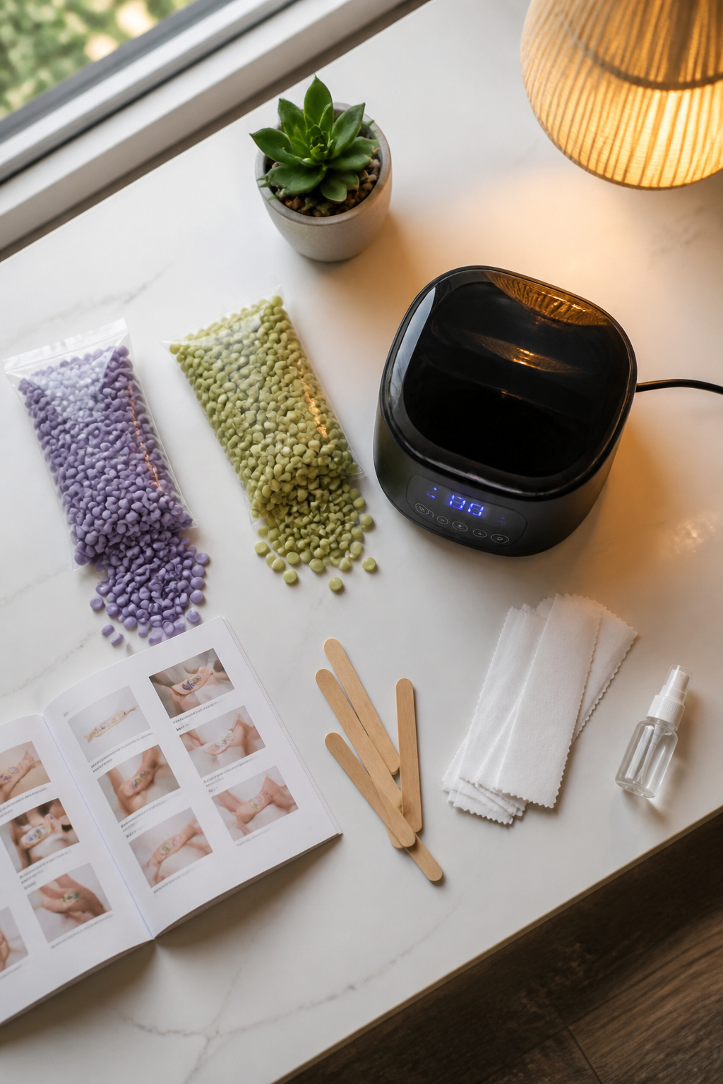Tress Wellness Waxing Kit with digital warmer and wax beads.