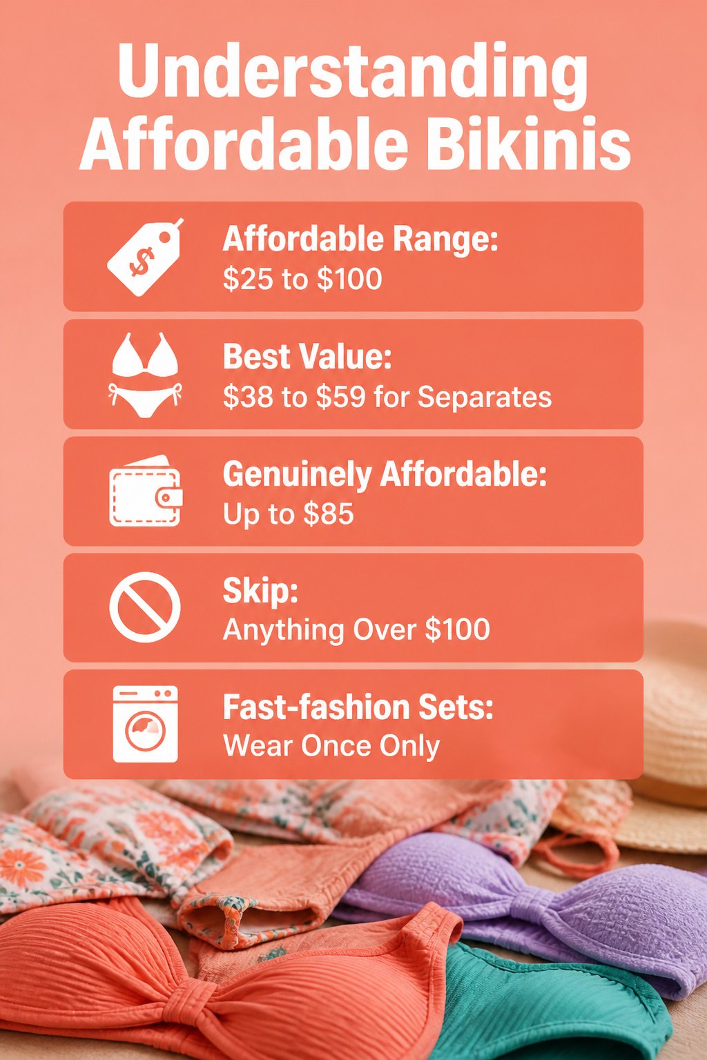 An informational image about affordable swimwear pricing.