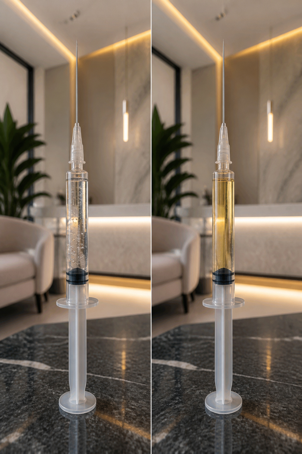 A syringe and vial of Daxxify injectable neurotoxin.
