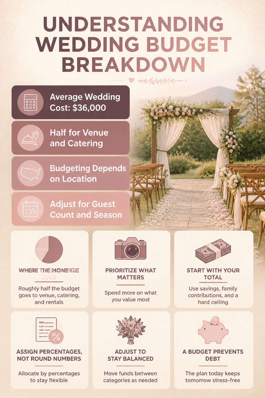 How to Plan a Budget Wedding in 2026: 10 Steps That Actually Work 1 An infographic titled 'Understanding Wedding Budget Breakdown'.