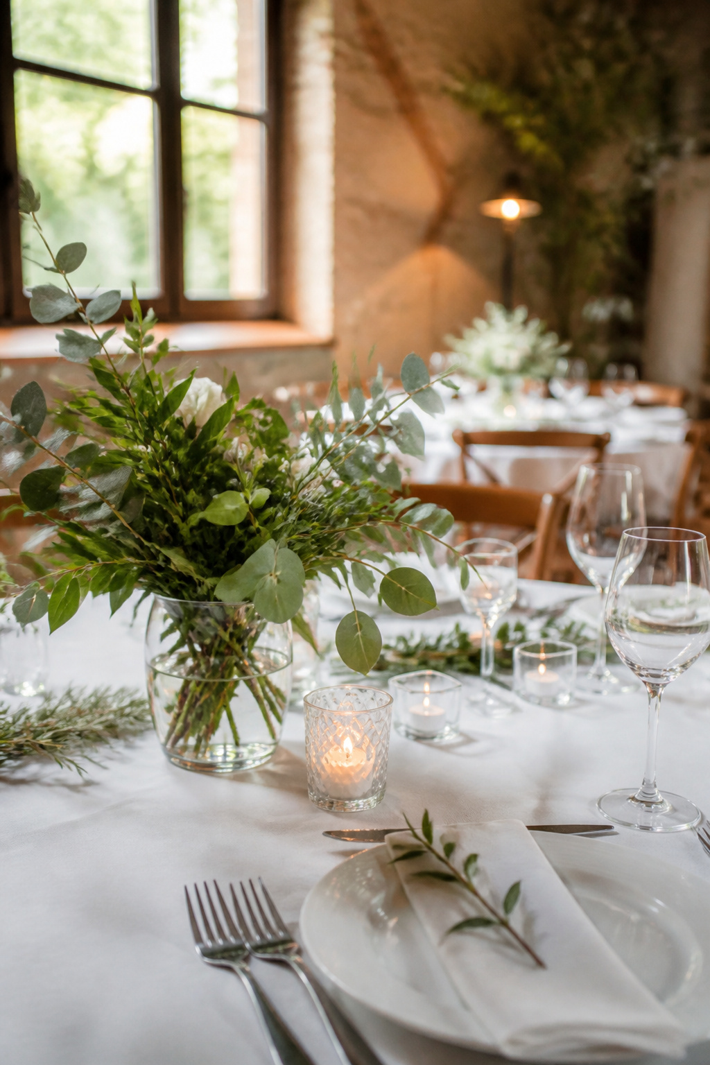 How to Plan a Budget Wedding in 2026: 10 Steps That Actually Work 2 An elegantly arranged table with a greenery centerpiece and soft lighting.