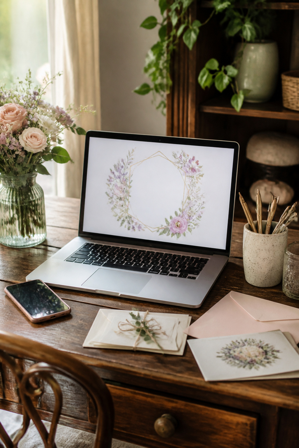 How to Plan a Budget Wedding in 2026: 10 Steps That Actually Work 9 A laptop displaying a digital wedding invitation on a desk.