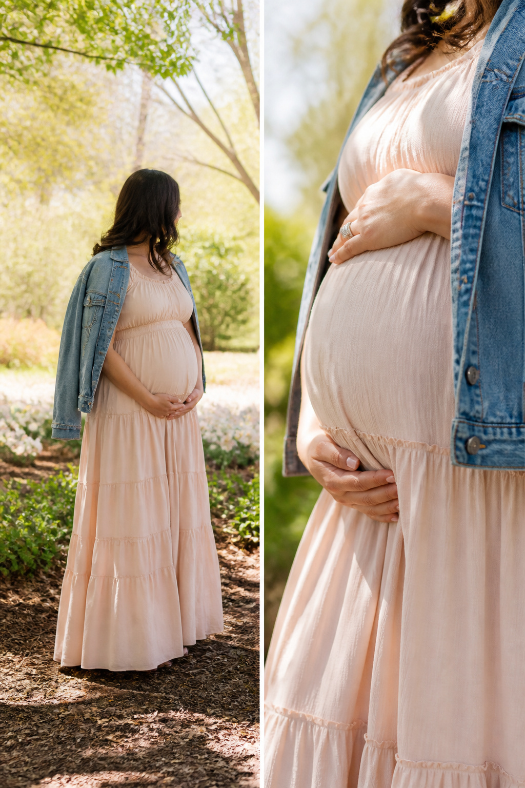 An illustration showing different dress styles for pregnancy.