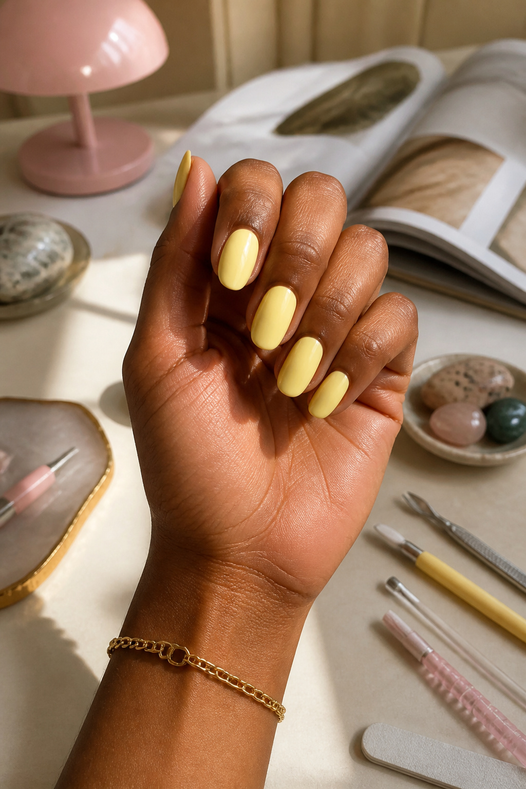 10 Butter Yellow Nail Polishes to Try in 2026 4 A bottle of The GelBottle Inc Sorbet All-In-One in a butter yellow shade.