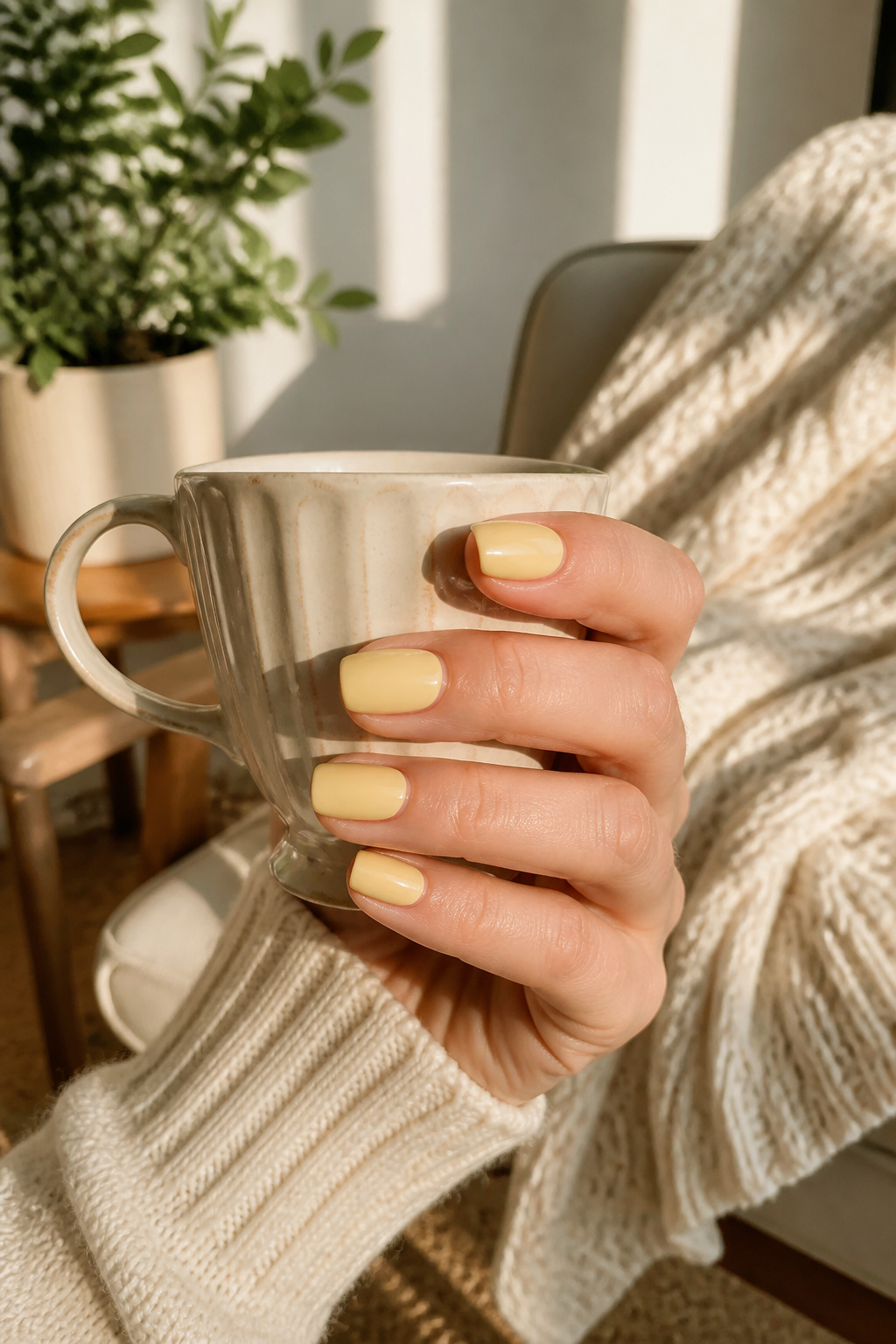 10 Butter Yellow Nail Polishes to Try in 2026 6 A bottle of Manucurist Paris Green in Mimosa, a pastel yellow nail polish.