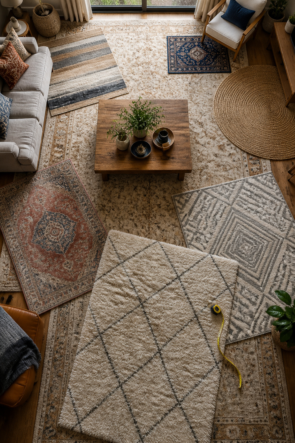 Rugs of different sizes displayed to illustrate size options.