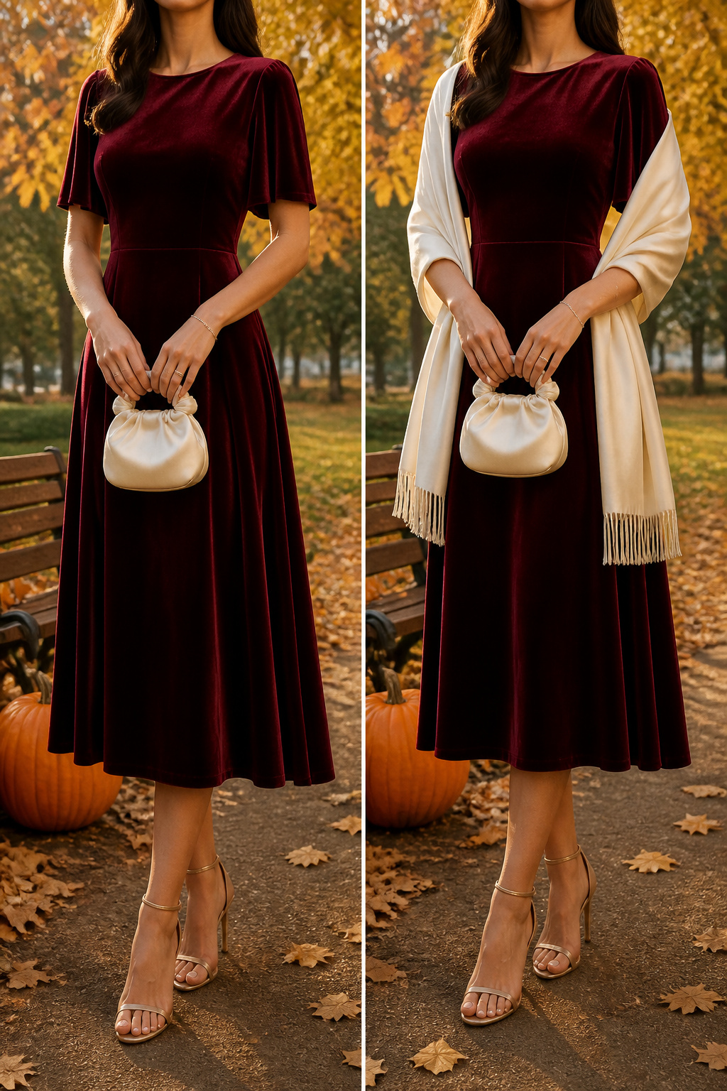 Fall Wedding Guest Dresses and Outfits 8 A visual representation of fall color and fabric rules.
