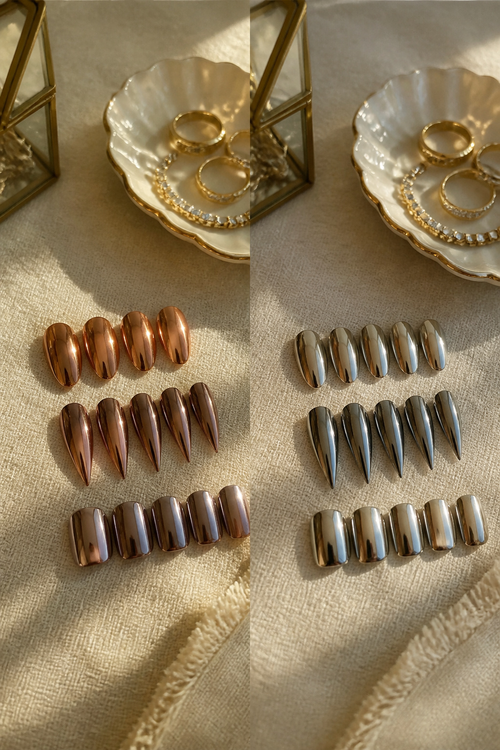 15 Fall Chrome Nail Ideas: Colors & Styles for 2026 18 Various nail shapes demonstrating how chrome finish looks on each.