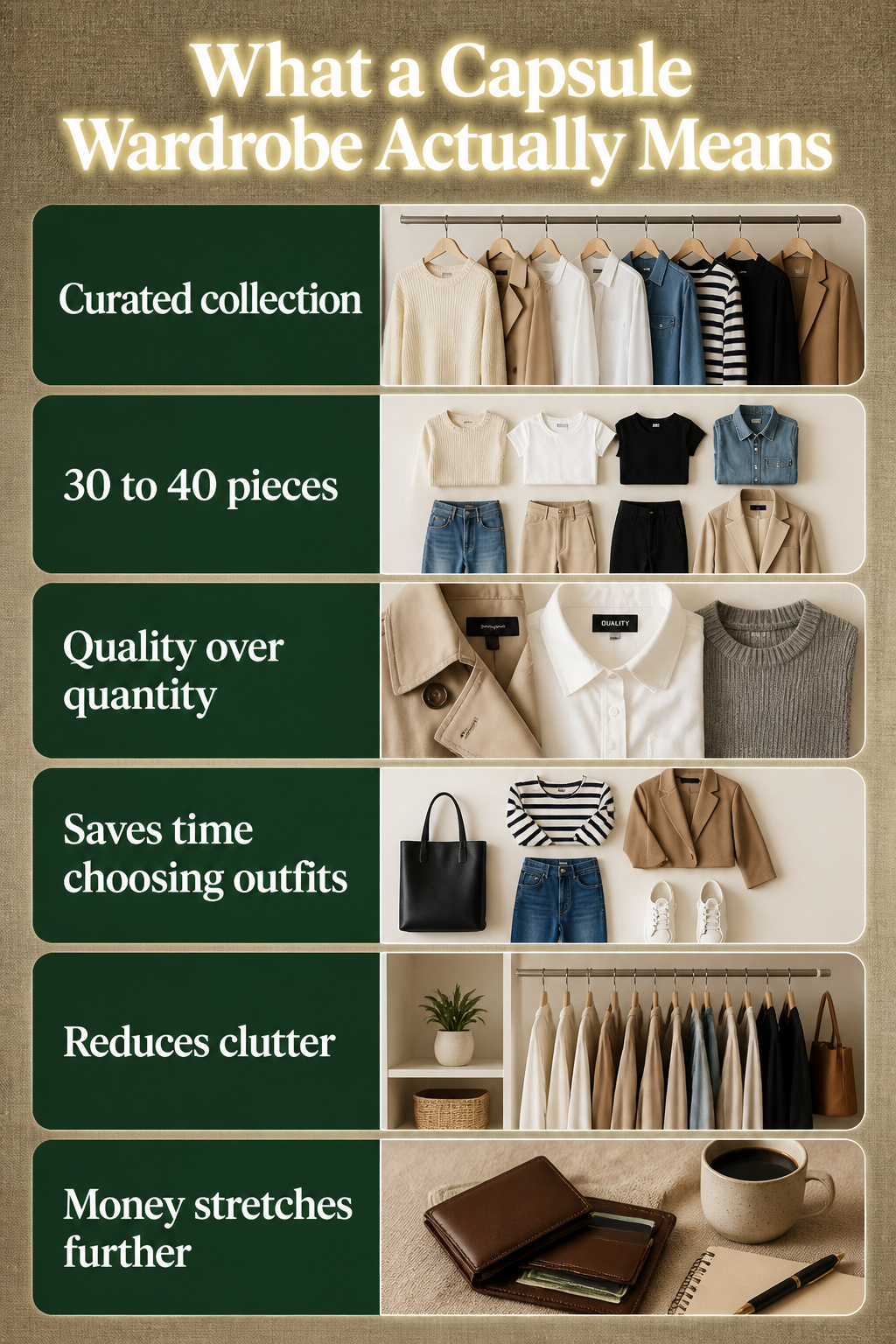 An informational graphic describing what a capsule wardrobe is.