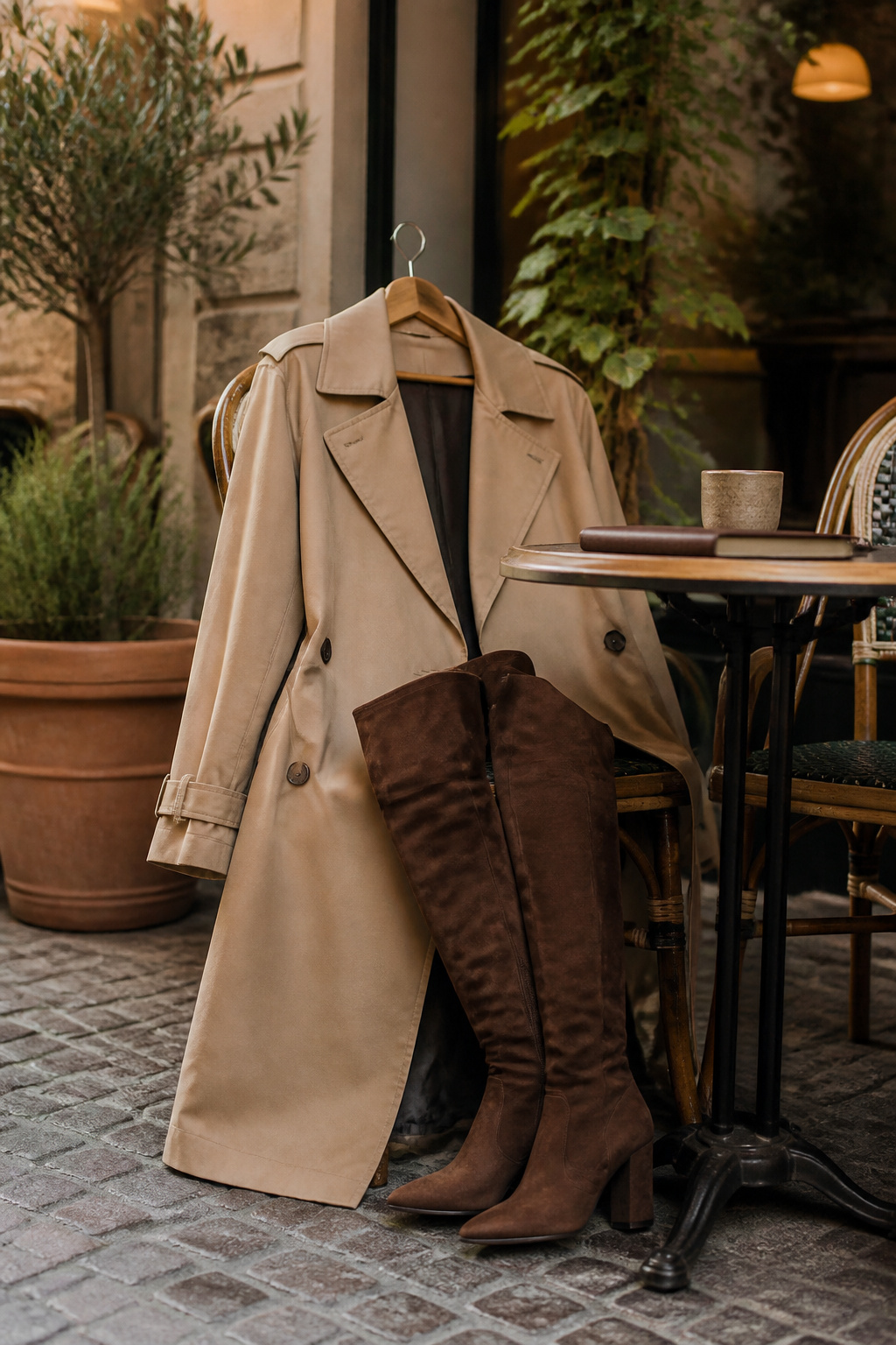 21 Over the Knee Boot Outfits for 2026 21 Trench coat unbuttoned over over-the-knee boots.