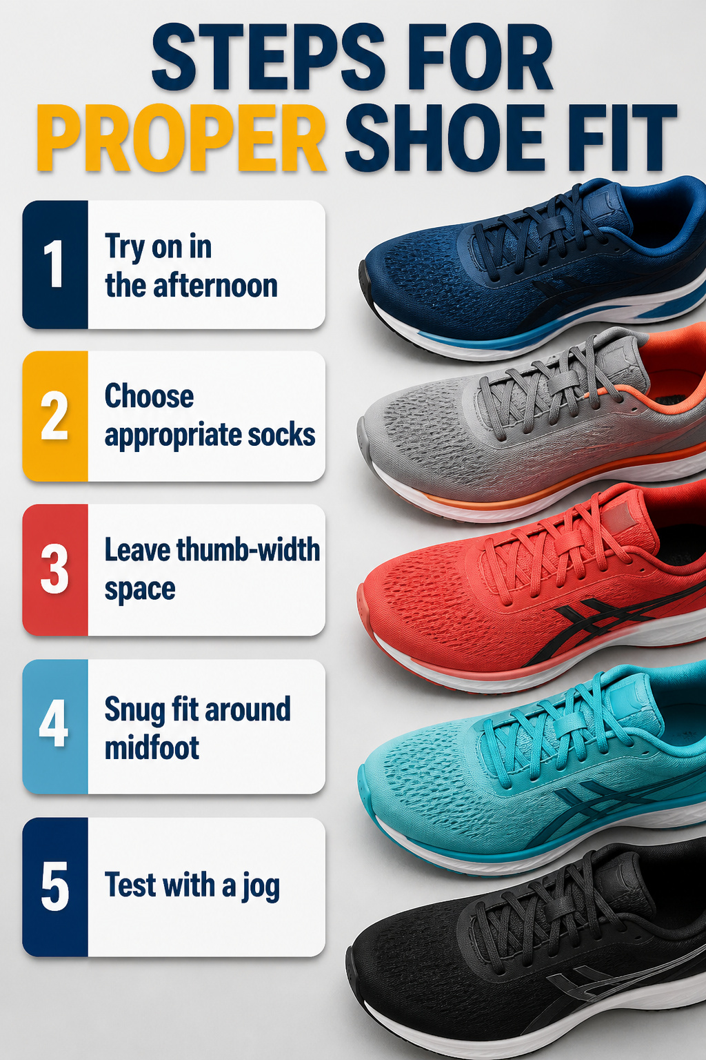 Running Shoes: Our Favorite Options for Every Runner in 2026 12 An illustration showing steps for ensuring proper running shoe fit.