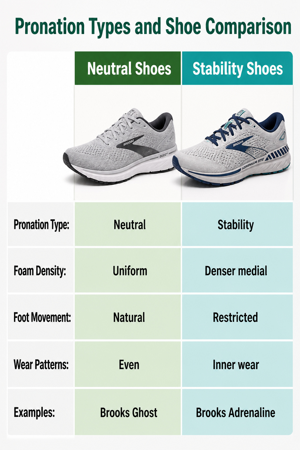 Running Shoes: Our Favorite Options for Every Runner in 2026 13 An image detailing pronation types and corresponding shoe types.