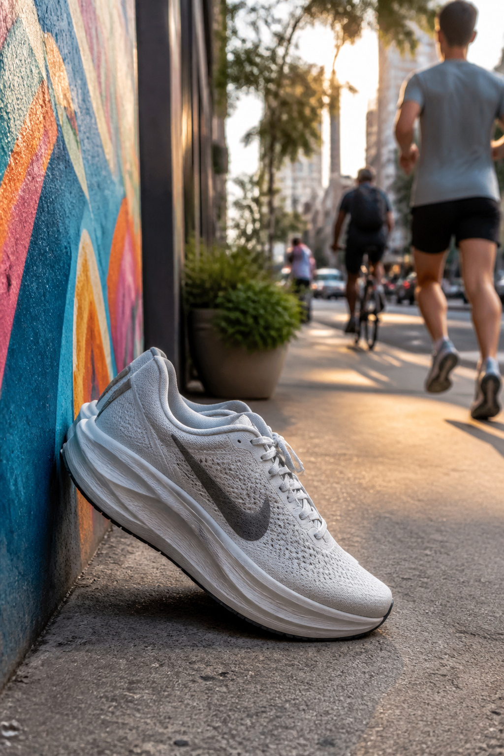 Running Shoes: Our Favorite Options for Every Runner in 2026 3 Nike Vomero Plus displayed on a textured city sidewalk.