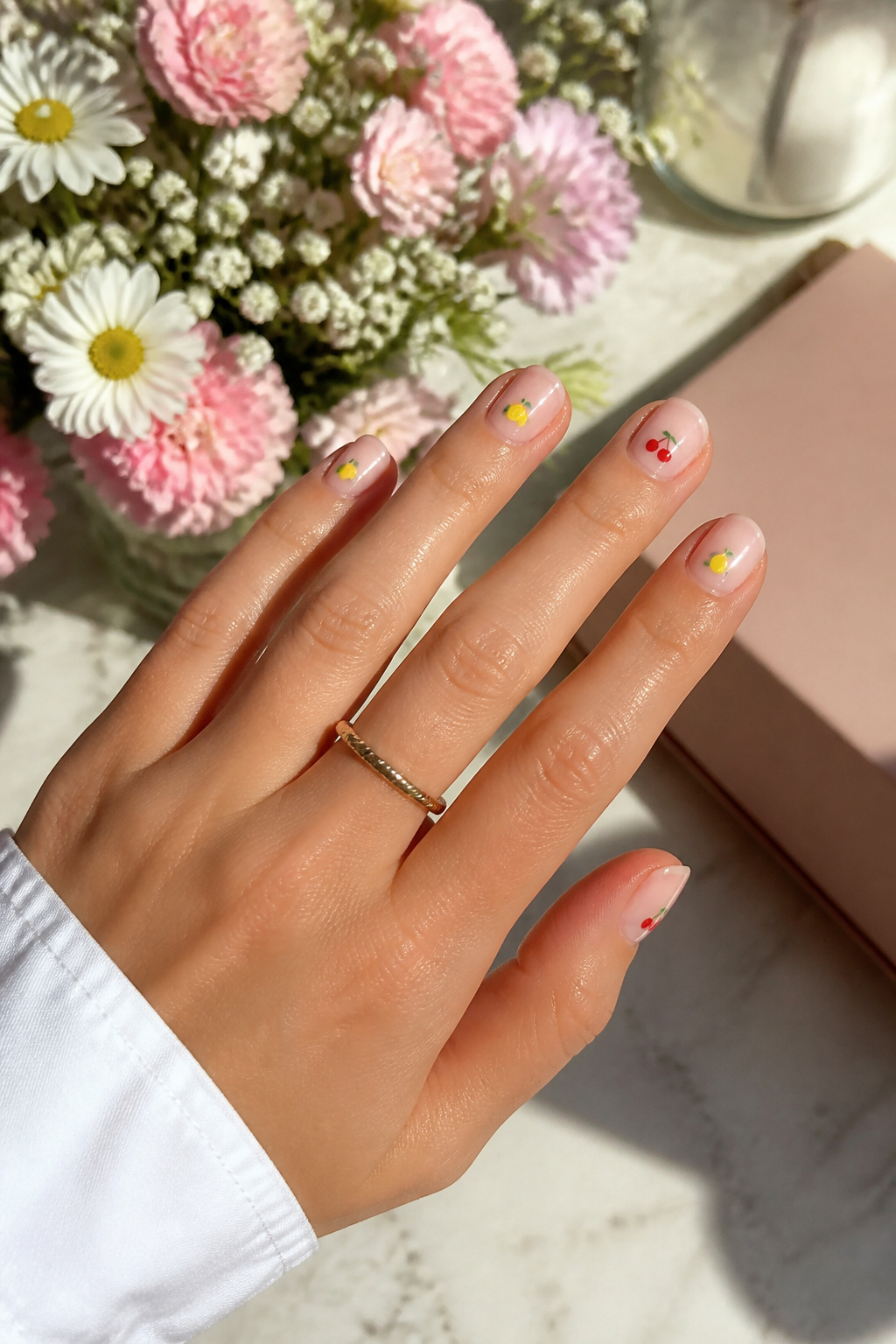 25 Short Nail Ideas for 2026: Designs You Can Actually Try 10 Short nails adorned with tiny fruit designs near the cuticle.