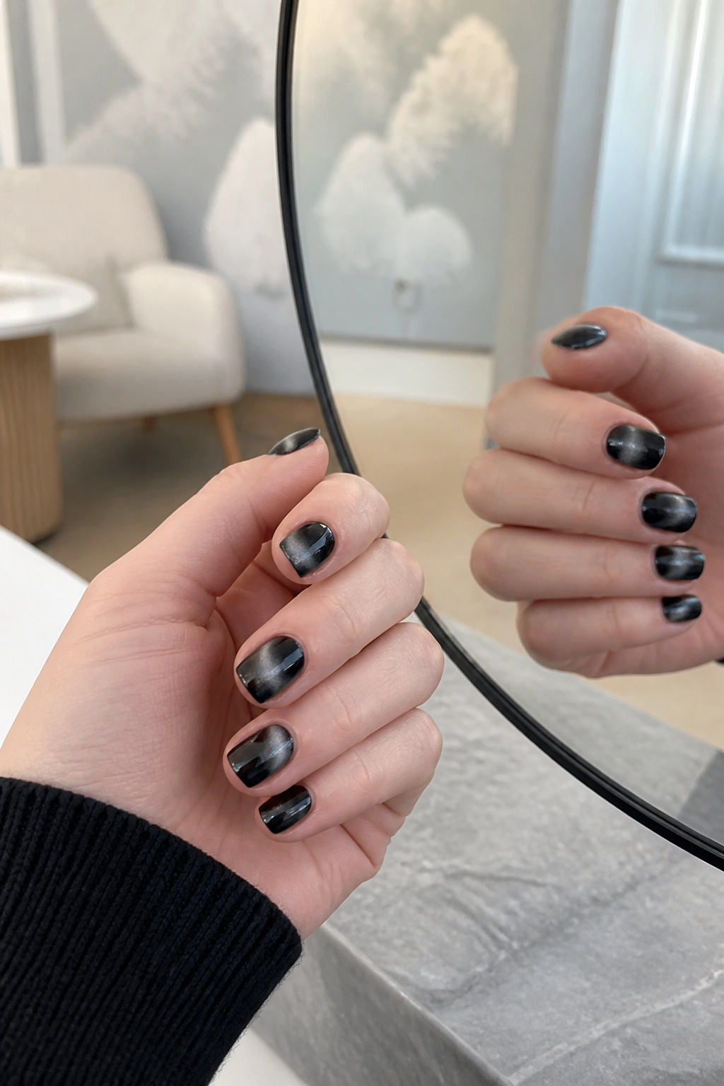 25 Short Nail Ideas for 2026: Designs You Can Actually Try 11 Short nails with a deep black cat-eye magnetic polish.
