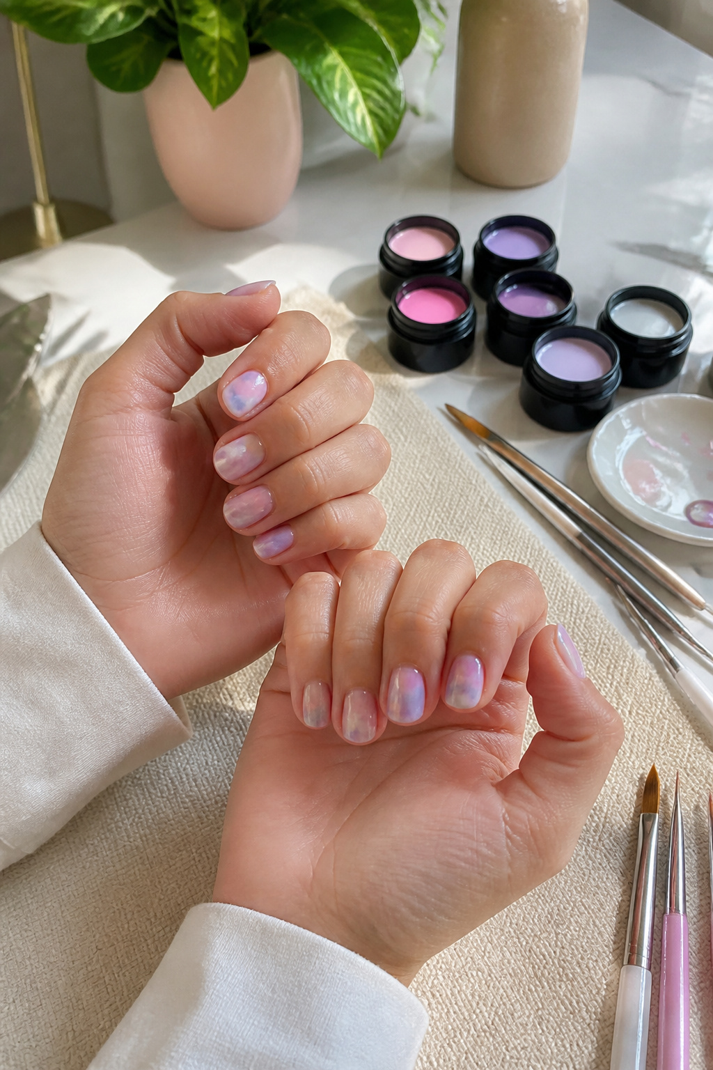 25 Short Nail Ideas for 2026: Designs You Can Actually Try 14 Short nails displaying gentle gradients of pastel colors.