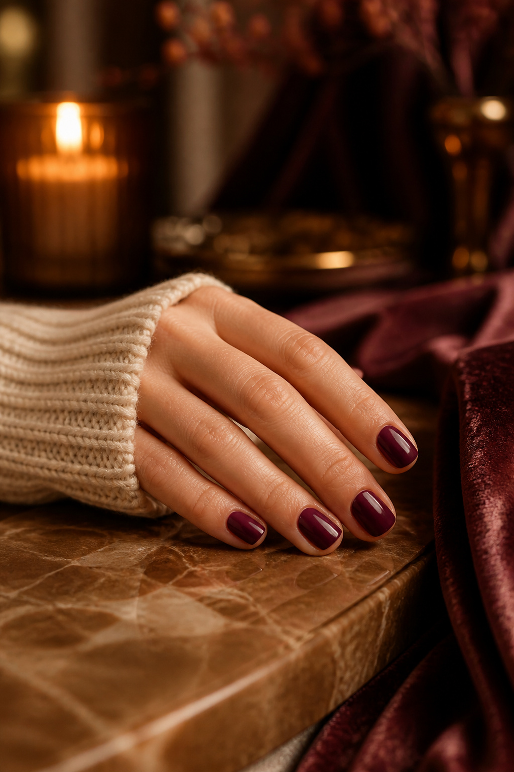 25 Short Nail Ideas for 2026: Designs You Can Actually Try 15 Short nails featuring a shiny burgundy berry finish.