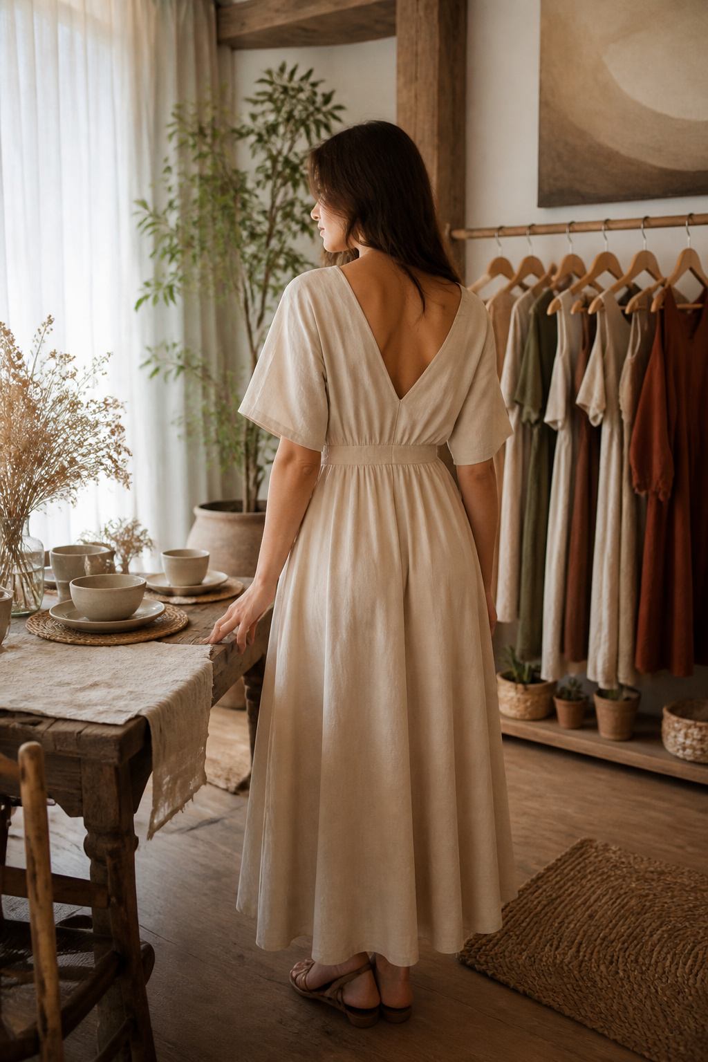 Wedding Guest Dresses: 7 Styles for Every Invitation 7 Organic cotton dress shown in a bohemian-inspired decor.