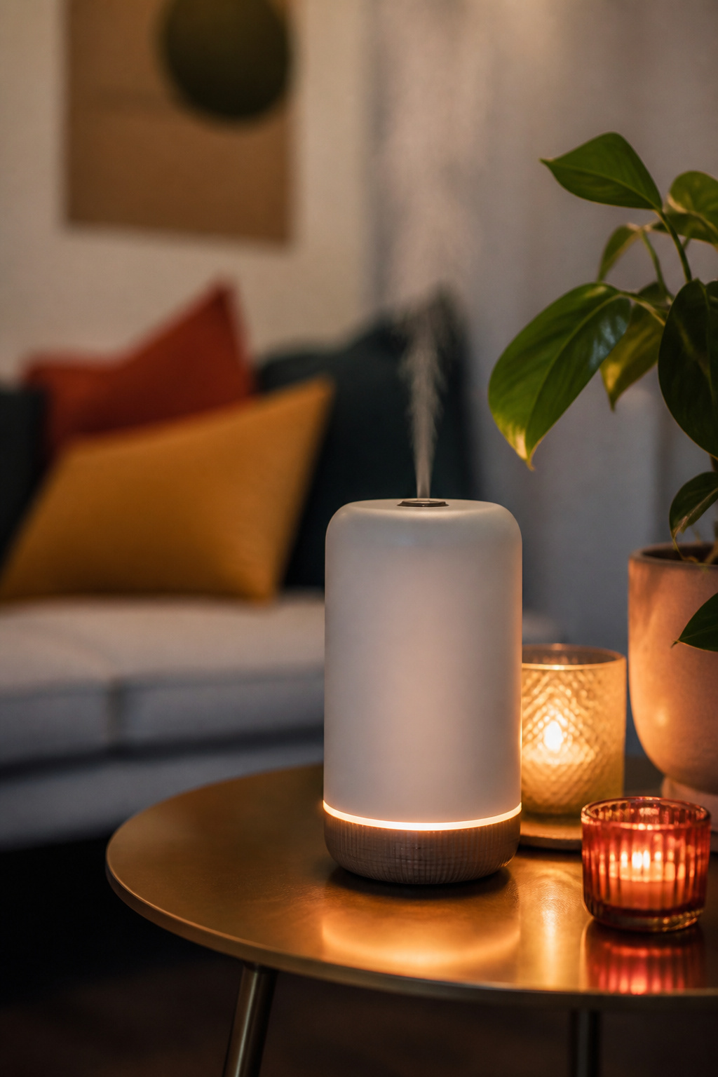 A Pura smart fragrance diffuser plugged into a wall outlet.