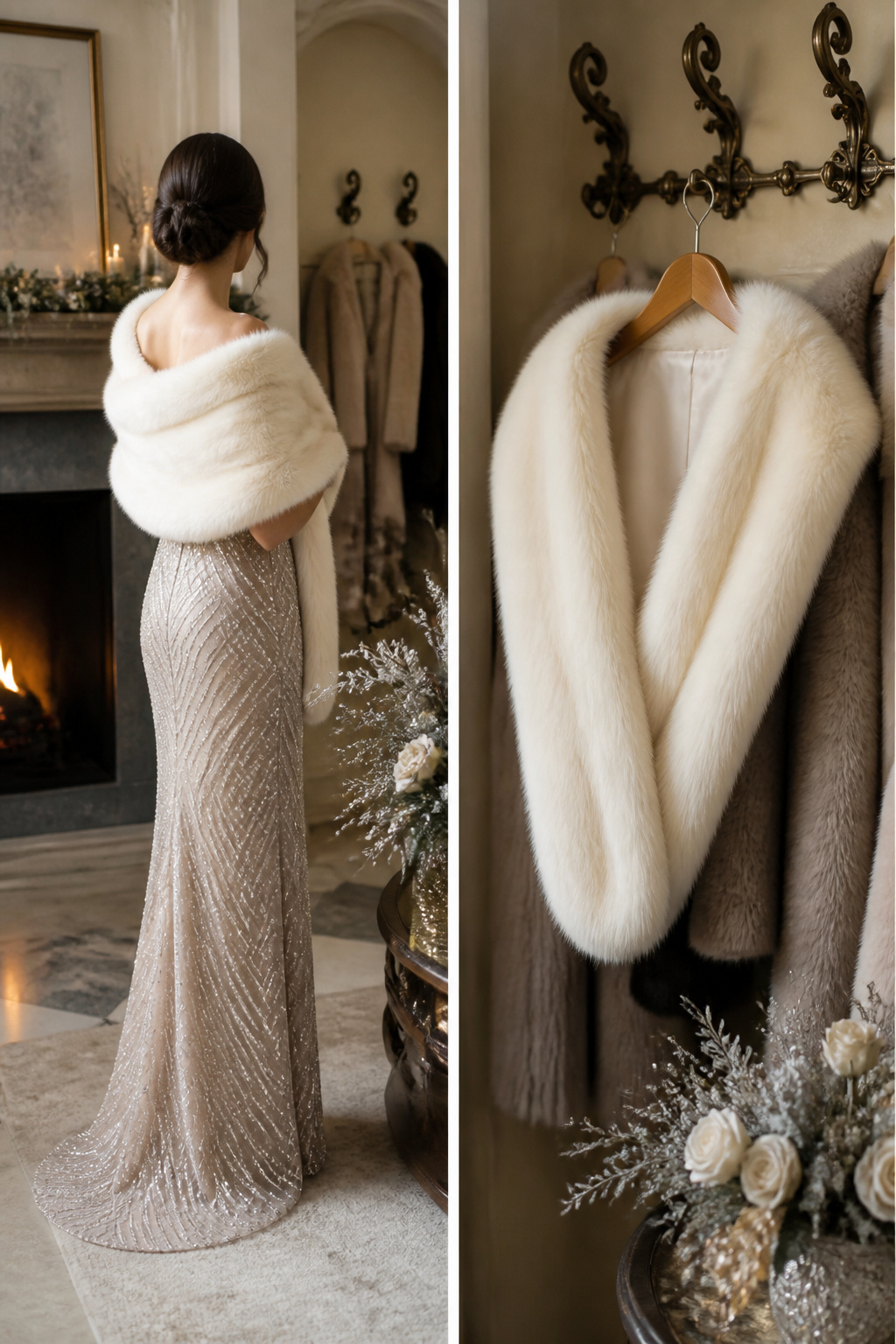 7 Winter Wedding Guest Outfit Ideas for 2026: From Gowns to Jumpsuits 7 A faux-fur stole used for warmth at a winter wedding.