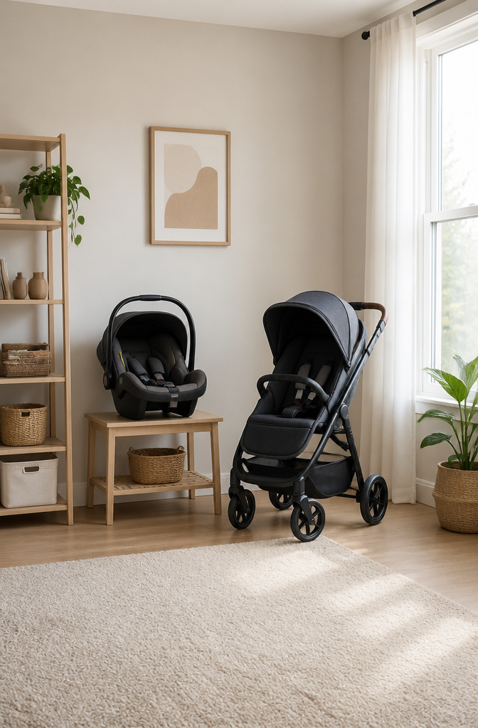 A car seat installed in a vehicle for infant safety.