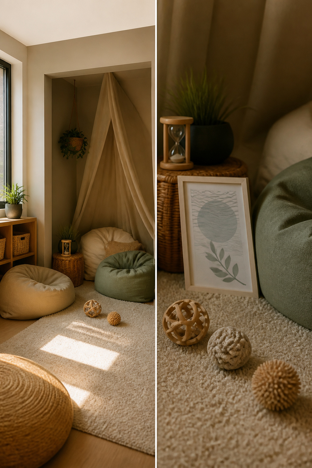 Calming Corner: A Home and Classroom Setup Guide in 6 Steps 5 Child sitting in a calming corner with soft furnishings.