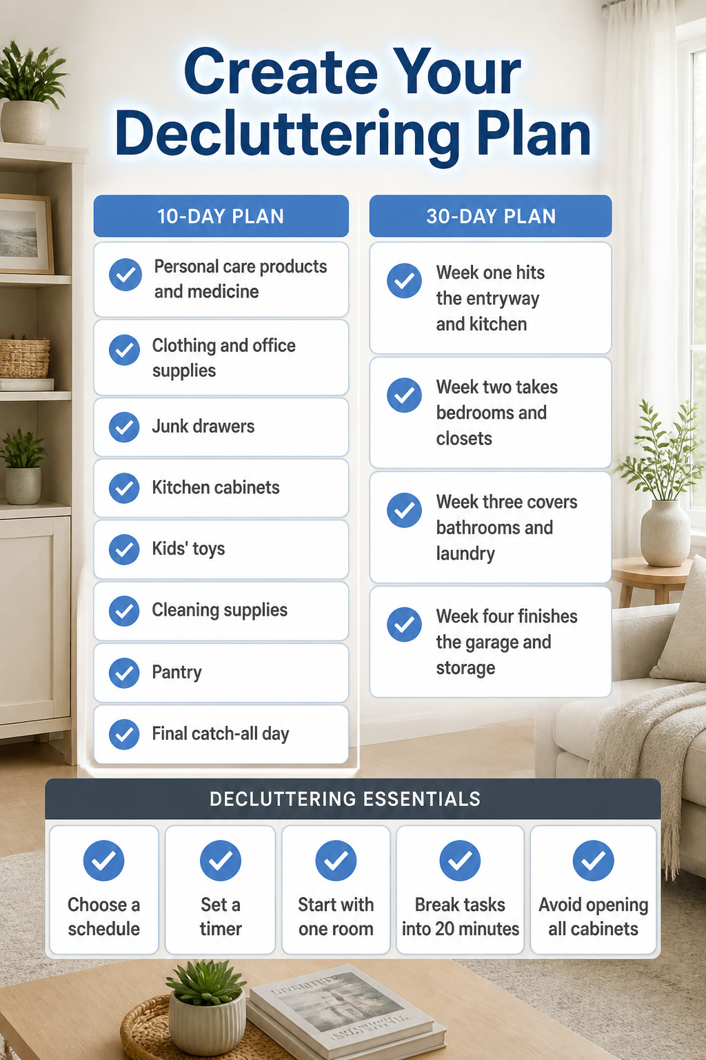 An information image titled 'Create Your Decluttering Plan'.