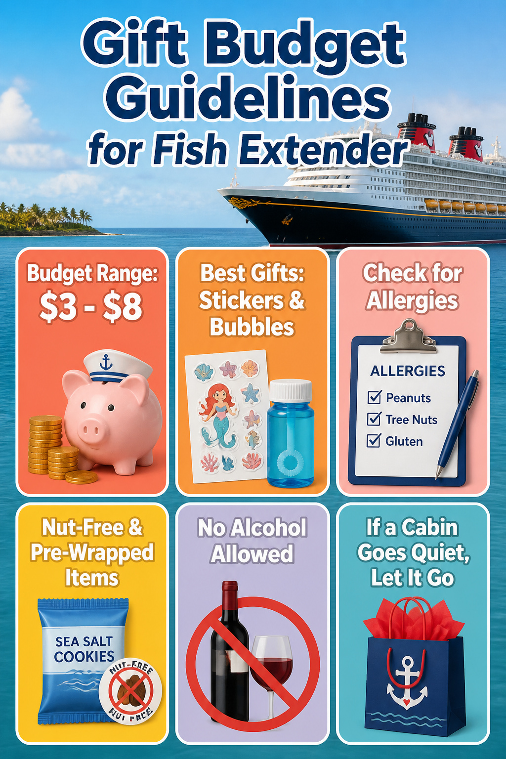 A chart displaying budget guidelines for Fish Extender gifts.