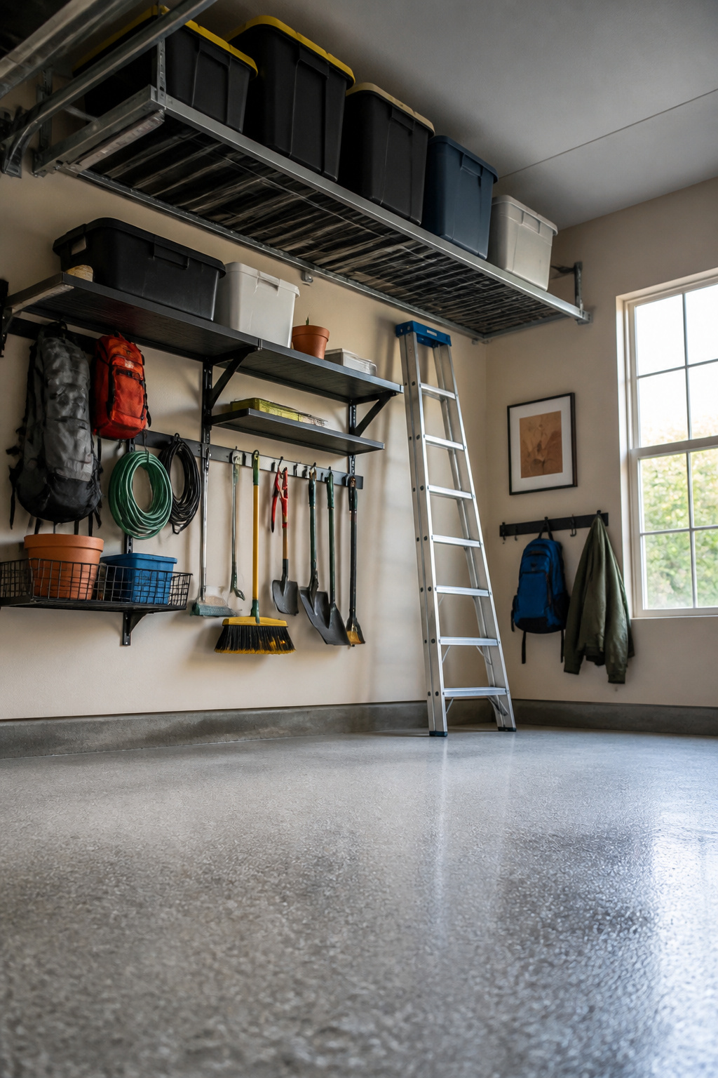 Garage Drop Zone: How to Plan and Build the Right Setup 4 Shelves and storage systems mounted on garage walls.