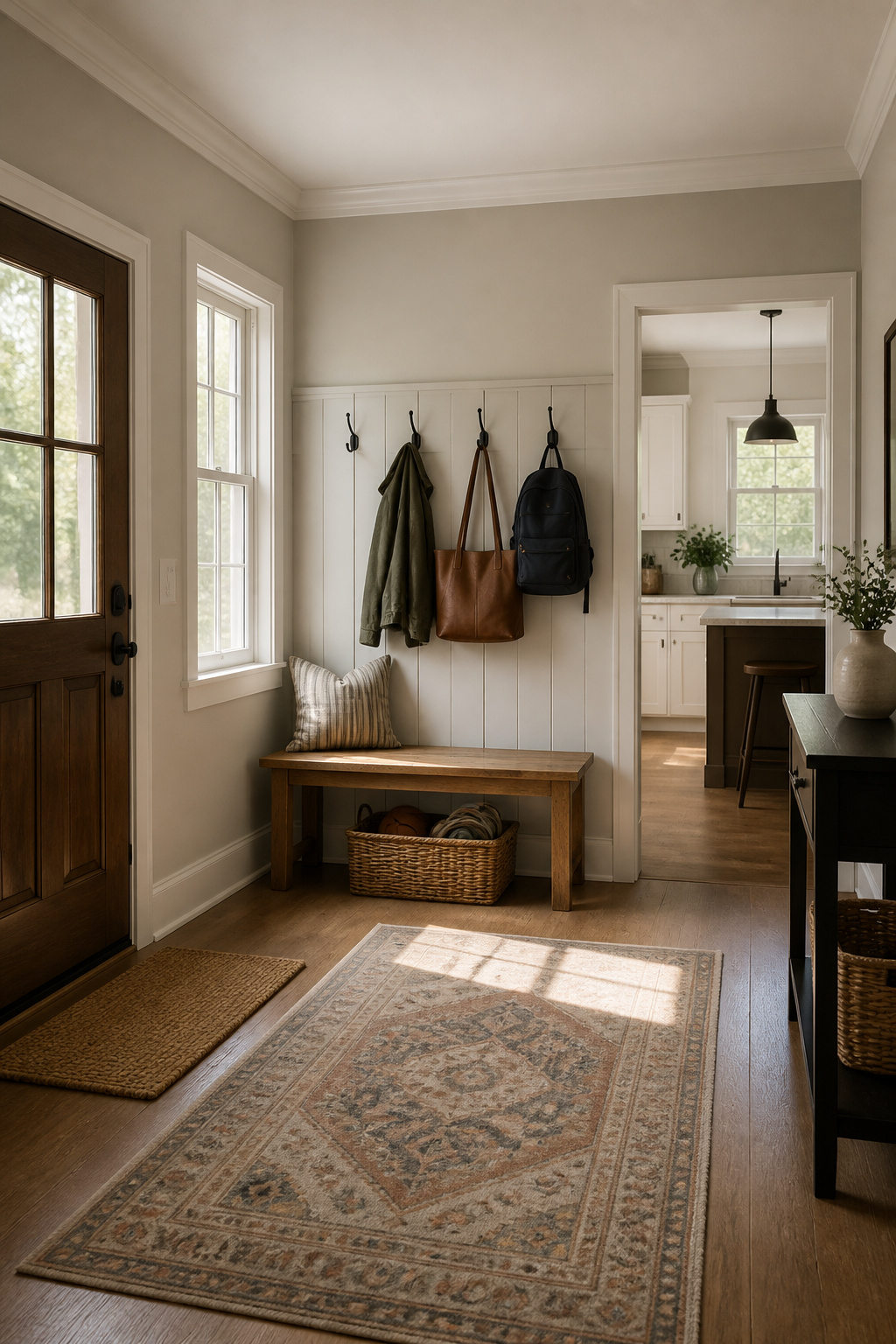 What Is a Drop Zone in a House? 6 Practical Ideas for 2026 1 A messy kitchen counter filled with bags, keys, and groceries.
