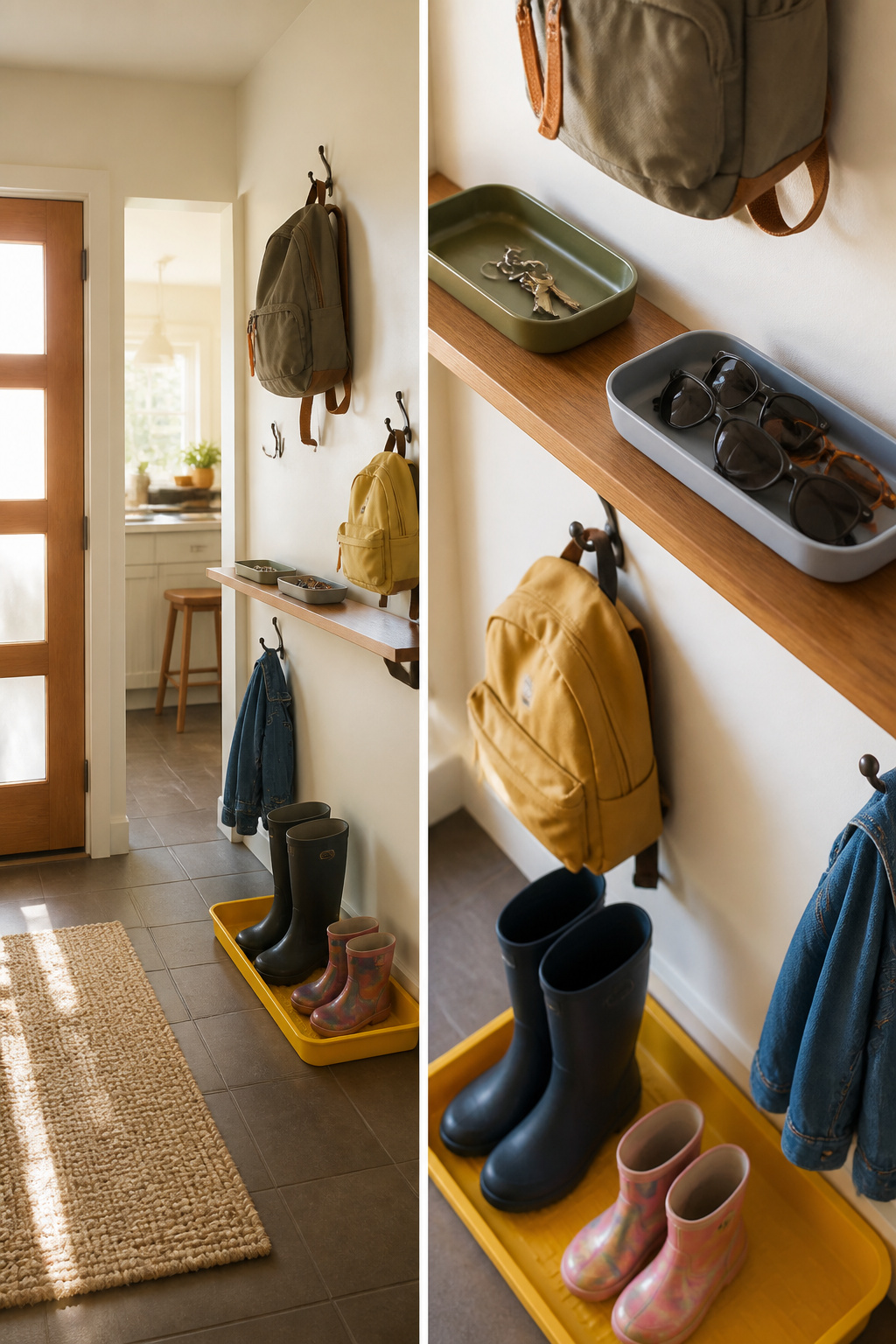 What Is a Drop Zone in a House? 6 Practical Ideas for 2026 2 A drop zone with hooks and trays for organizing everyday items.