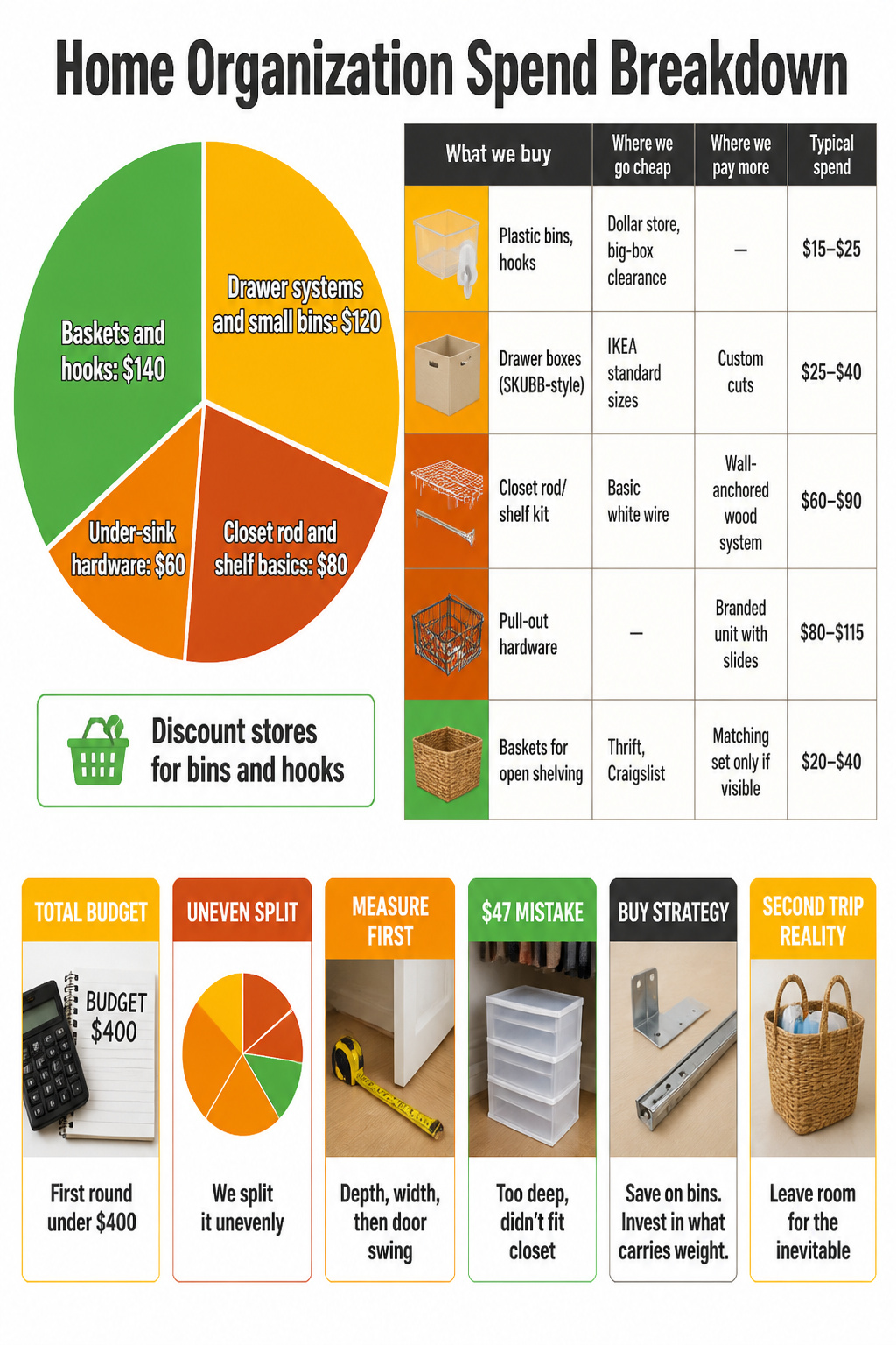 A chart detailing spending on various home organization products.