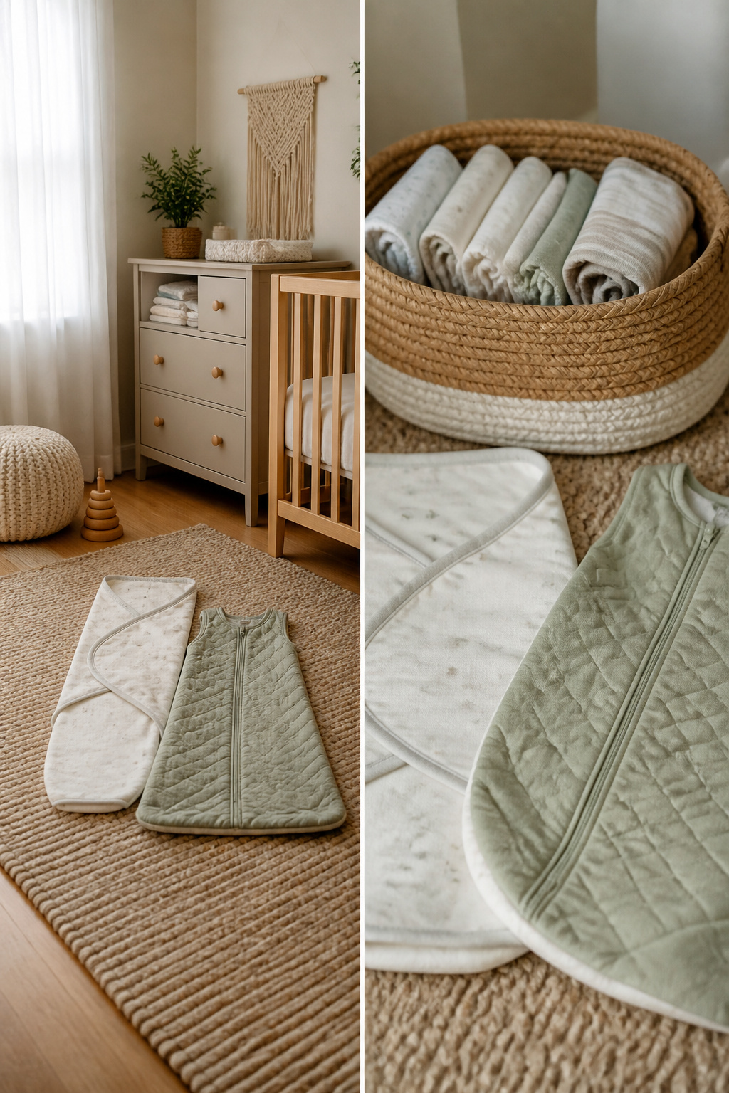 A photo illustrating the transition process from swaddling.