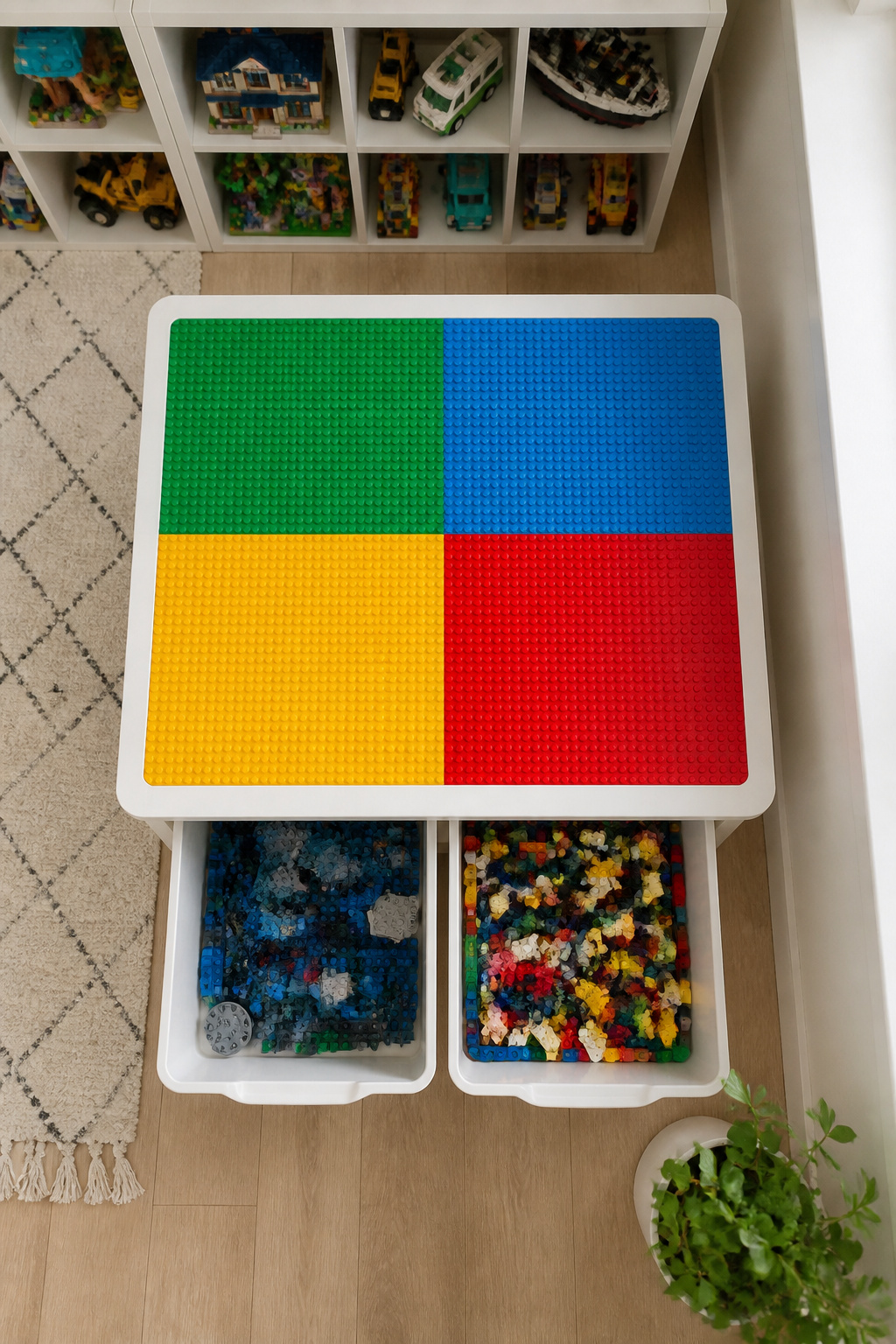 Lego Table Ideas: 6 DIY Builds for Play and Storage 8 Storage bins designed for Lego bricks, showing depth and accessibility.