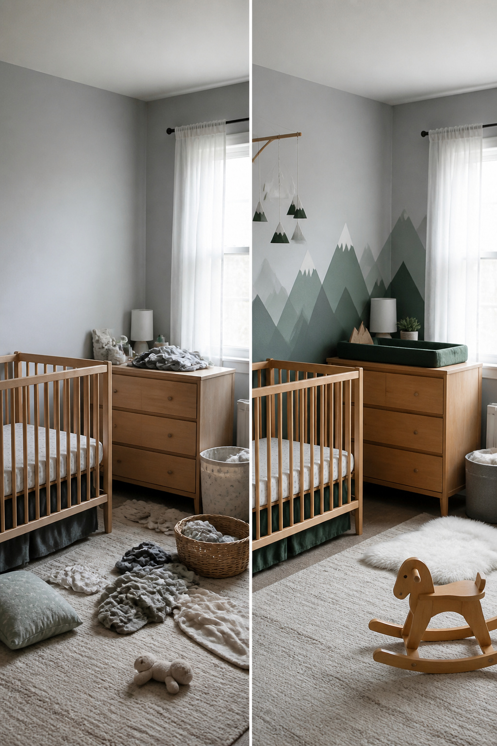 A selection of paint colors for a mountain themed nursery.