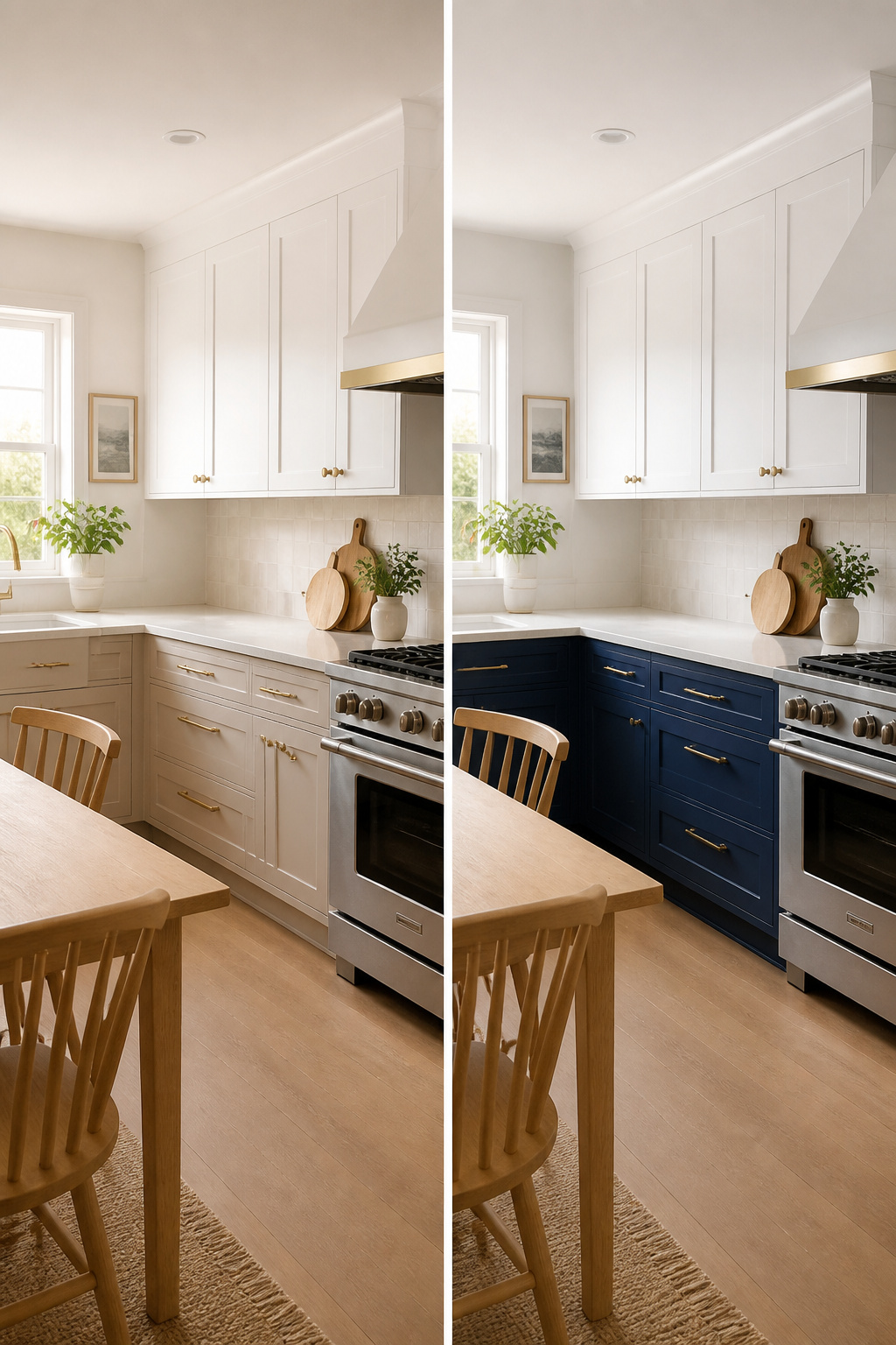 10 Navy and White Kitchen Cabinet Ideas for 2026 4 Kitchen with split color scheme of white upper and navy lower cabinets.