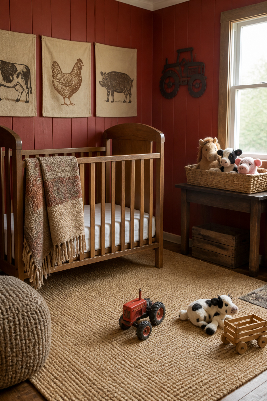 20 Nursery Theme Ideas for Every Style and Budget in 2026 13 A nursery showcasing rustic decor and farm animal motifs.
