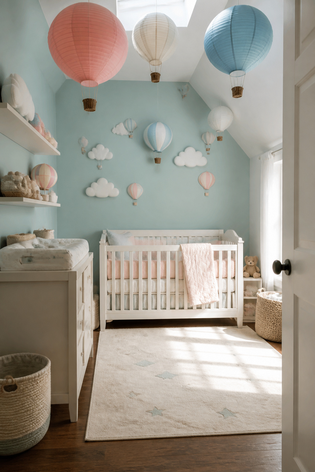 20 Nursery Theme Ideas for Every Style and Budget in 2026 14 A nursery with floating lanterns and soft pastel decor.