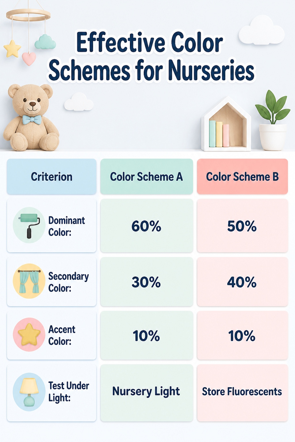 20 Nursery Theme Ideas for Every Style and Budget in 2026 21 An infographic detailing effective color schemes for nurseries.