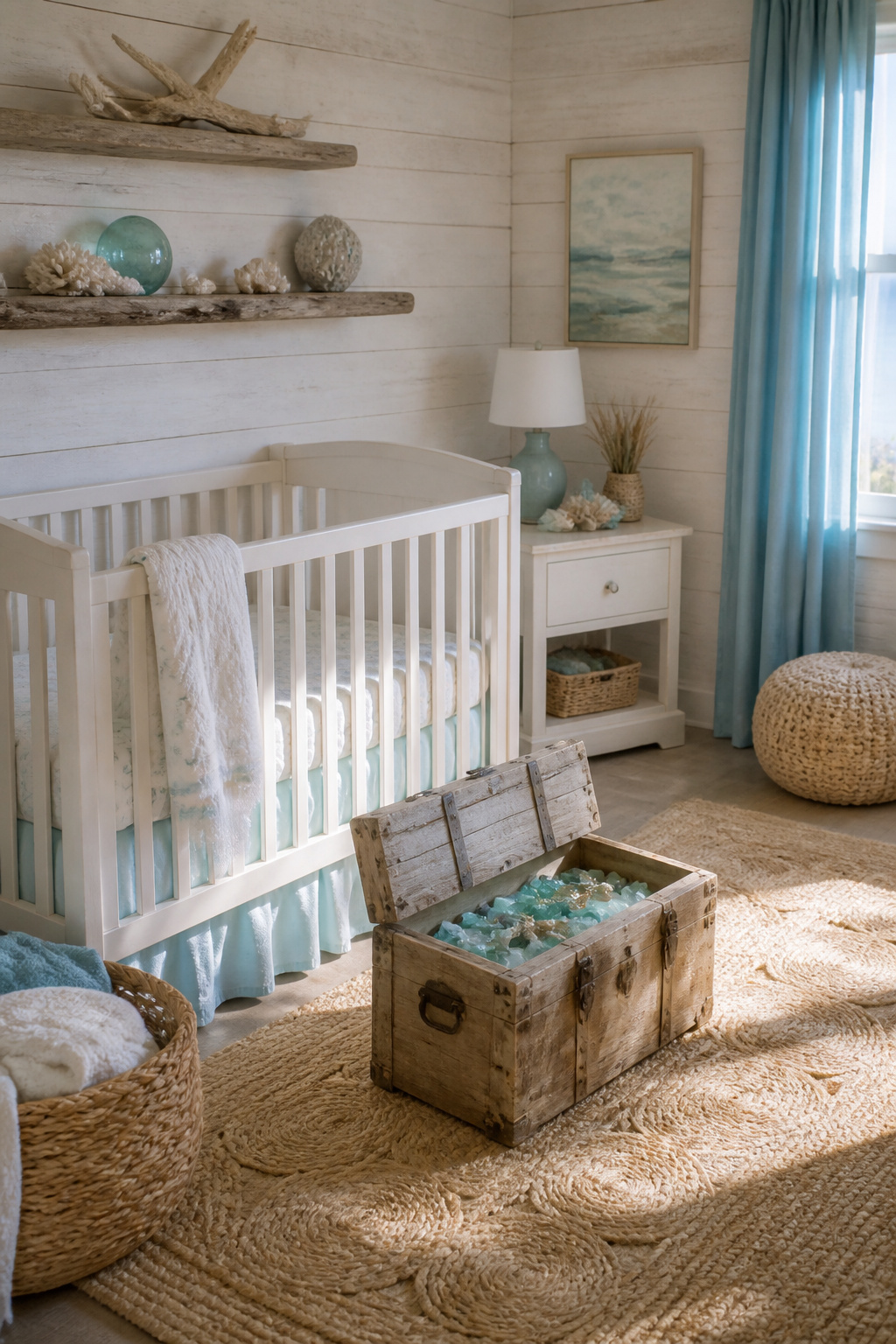20 Nursery Theme Ideas for Every Style and Budget in 2026 9 A nursery with beach-themed decor and pastels reflecting coastal beauty.