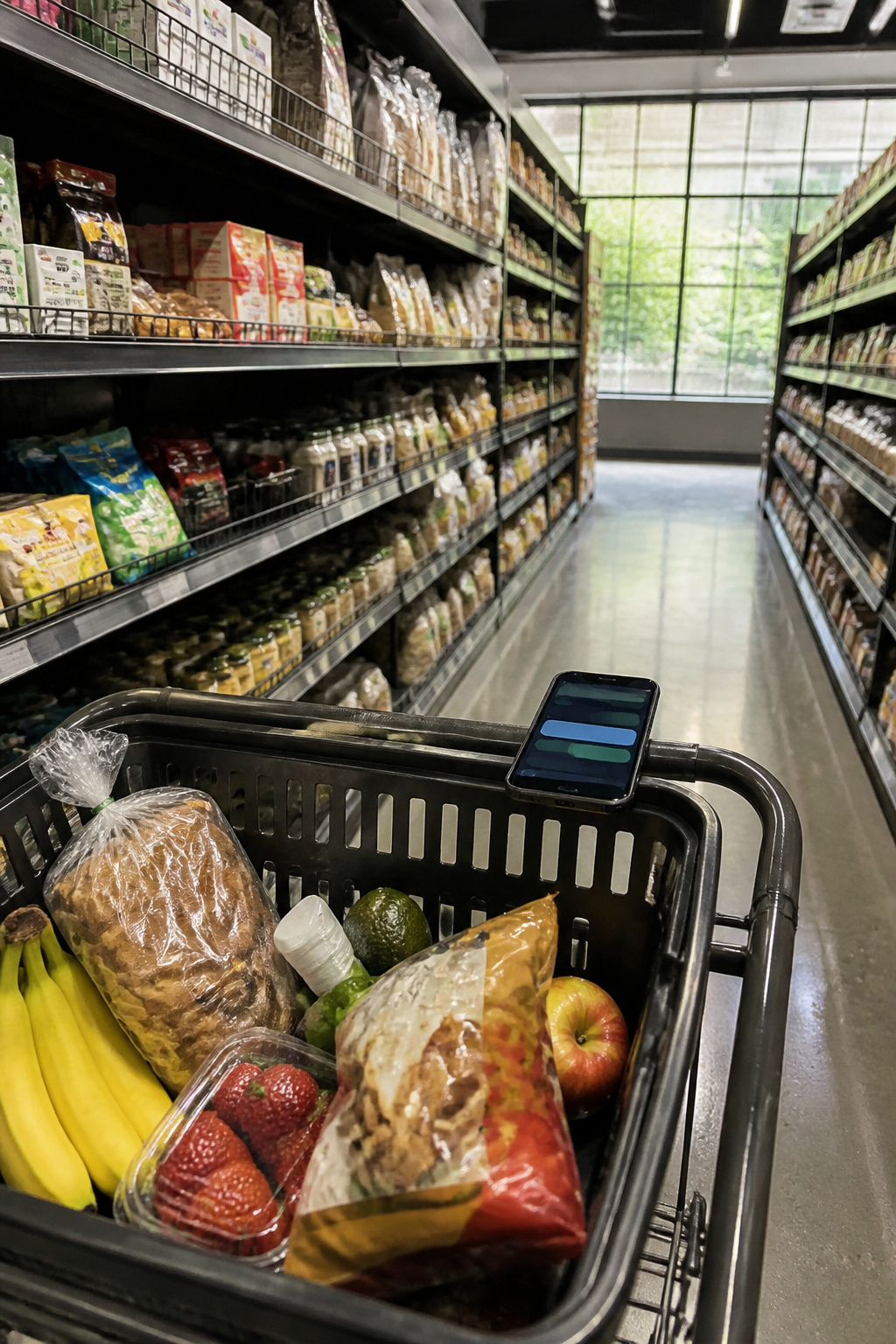 Overwhelmed Mom: 17 Methods to Lighten the Load 4 A shopping cart with a phone displaying supportive text messages.