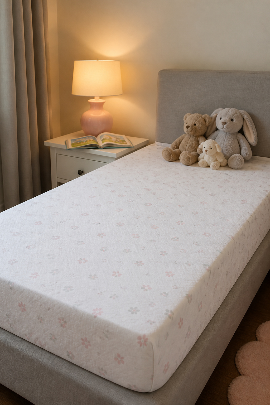 Potty Training Essentials: Gear, Tips and Supplies (2026) 6 A waterproof mattress cover neatly placed on a child's bed.