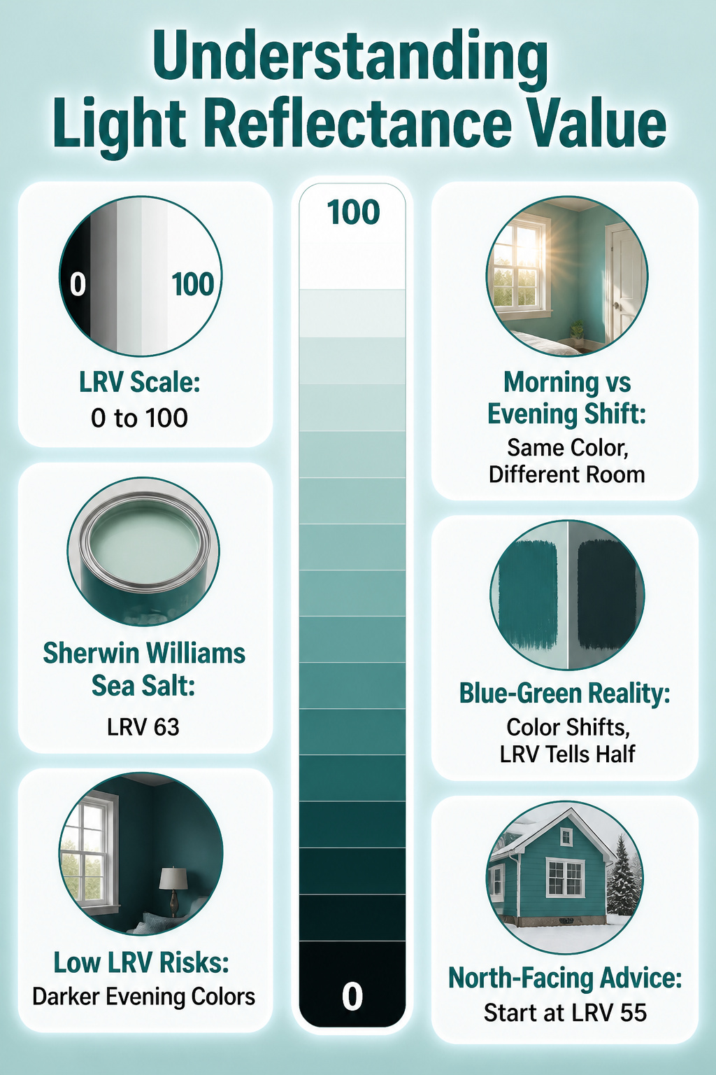An image explaining Light Reflectance Value in relation to paint colors.