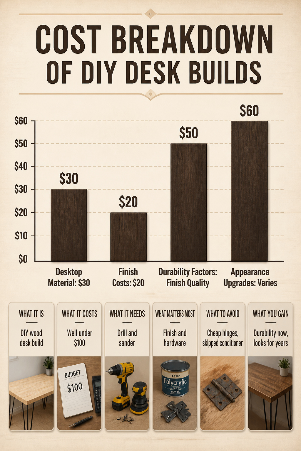 10 DIY Desk Ideas: Build Plans for 2026 12 A visual cost comparison for various DIY desk builds.