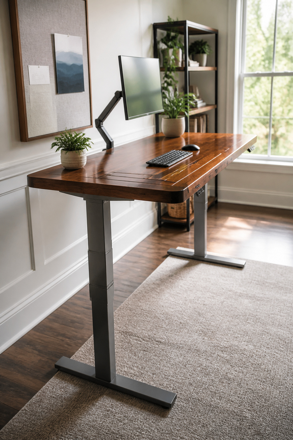 10 DIY Desk Ideas: Build Plans for 2026 5 A standing desk showcasing its height adjustment capability.