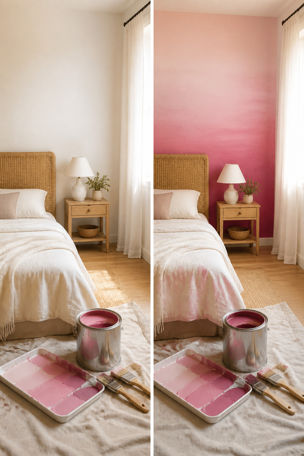 A wall with an ombre effect showing gradient colors.