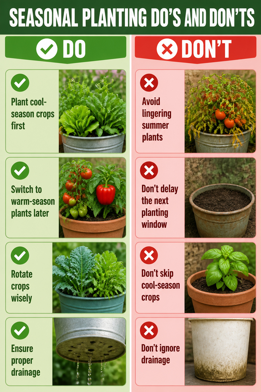 A guide for seasonal planting strategies displayed visually.