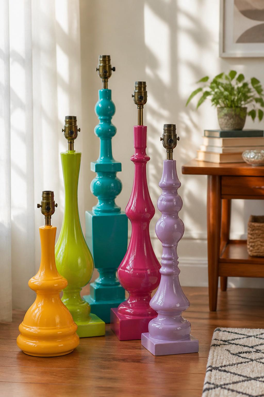 Metal lamp base painted with a smooth finish.