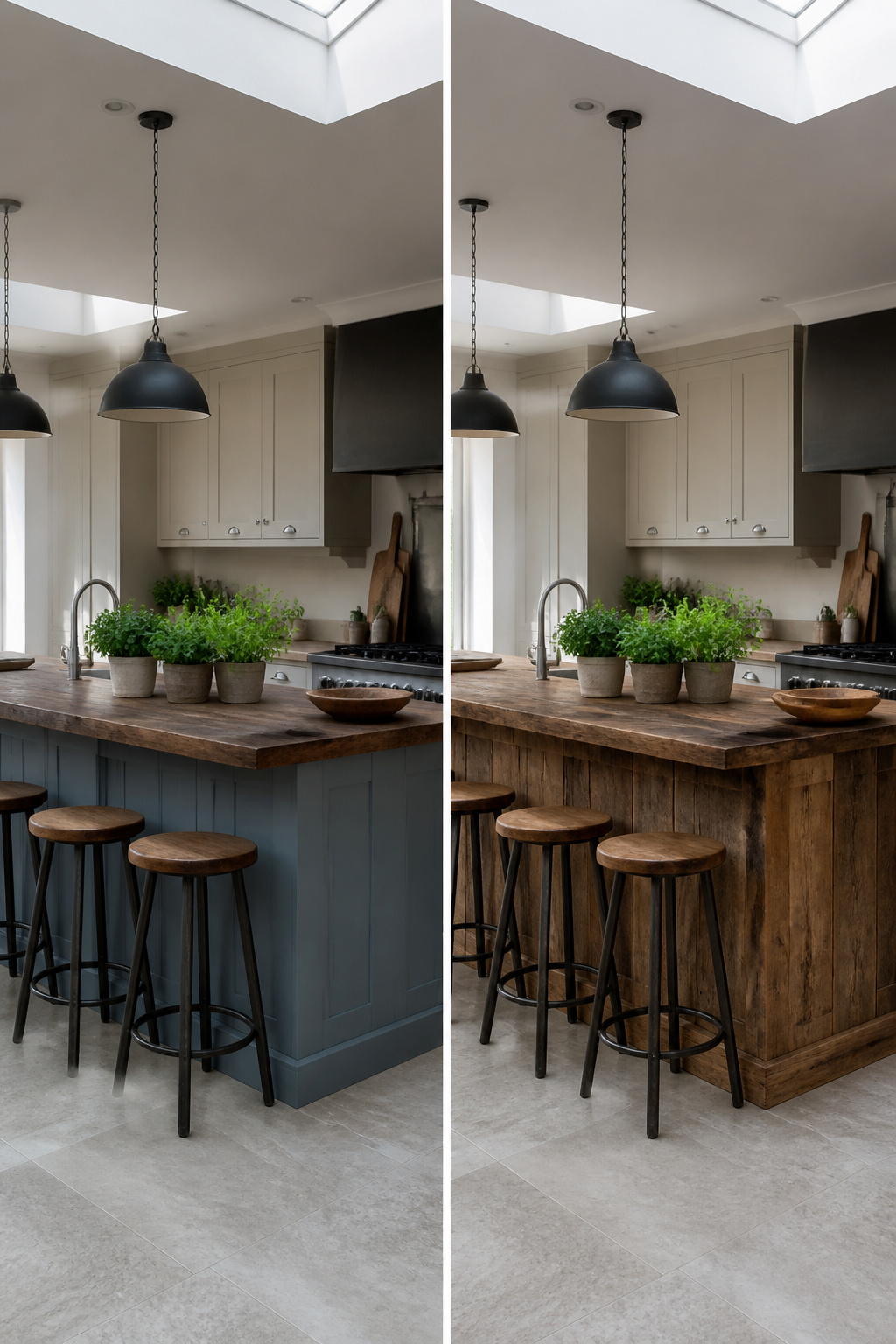 A wall painted in Pigeon by Farrow & Ball with changing light.
